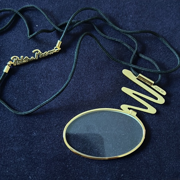 Gold Scribble Paloma Picasso Magnifying Glass Silk Cord Necklace - Picture 2 of 5